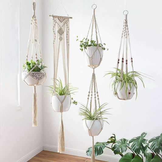 Premium Macrame Ceiling Hanging Planter Holder 4 Pack - Westfield Retailers