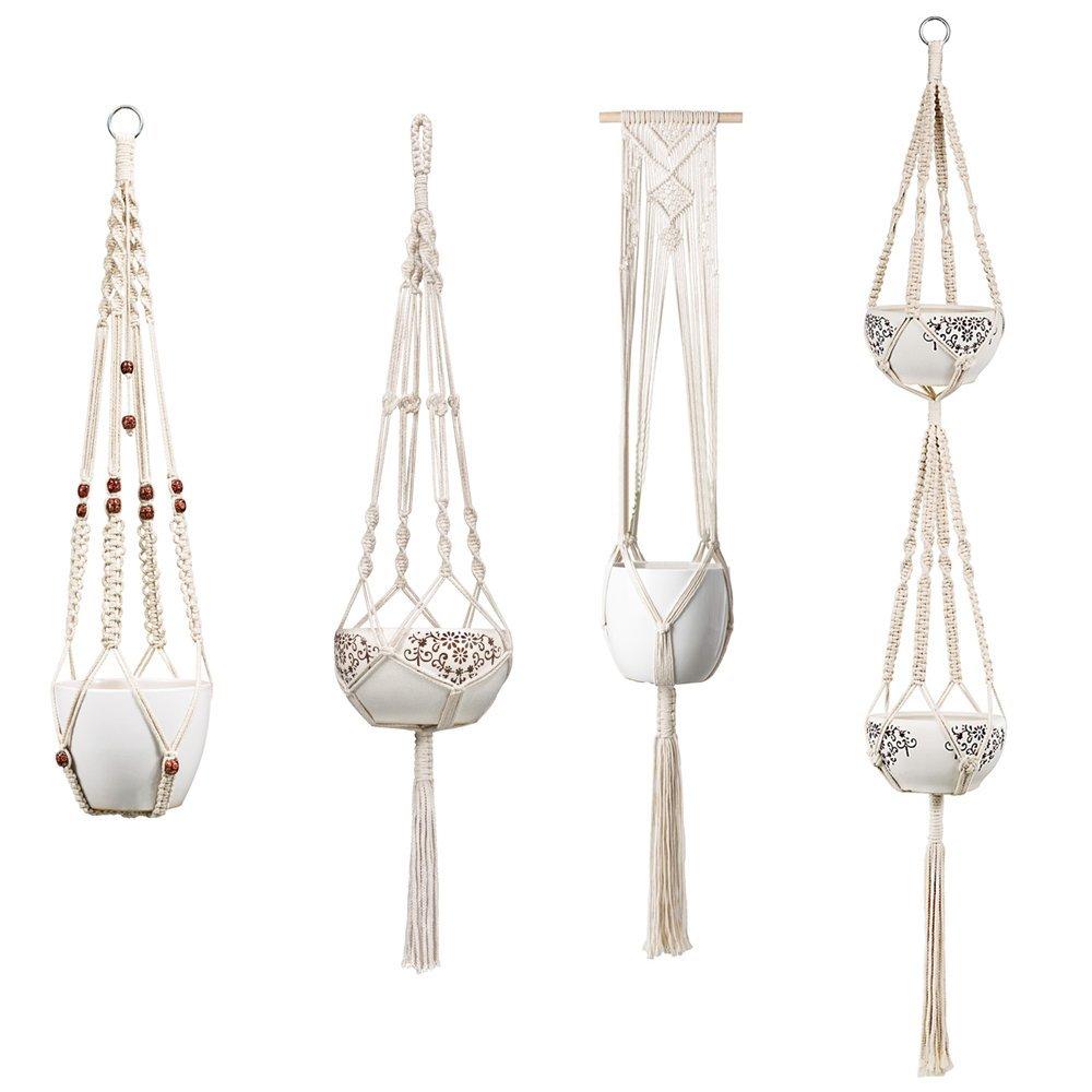 Premium Macrame Ceiling Hanging Planter Holder 4 Pack - Westfield Retailers