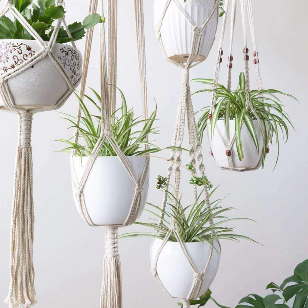 Premium Macrame Ceiling Hanging Planter Holder 4 Pack - Westfield Retailers