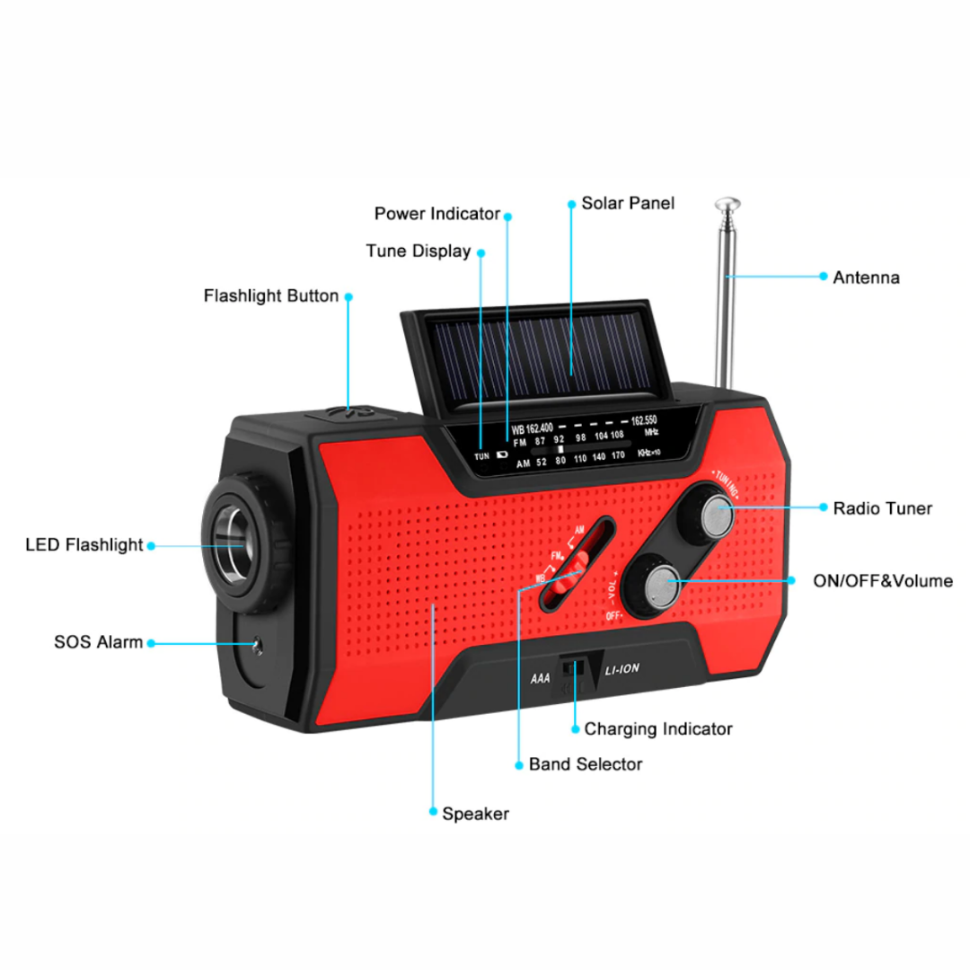 Solar Powered Emergency Hand Crank Survival Radio - Westfield Retailers