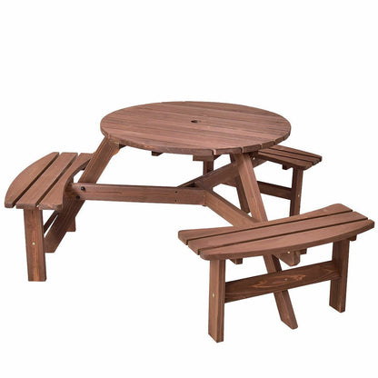 Premium Large Wooden Round Outdoor Patio Picnic Table - Westfield Retailers