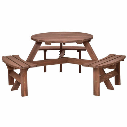 Premium Large Wooden Round Outdoor Patio Picnic Table - Westfield Retailers