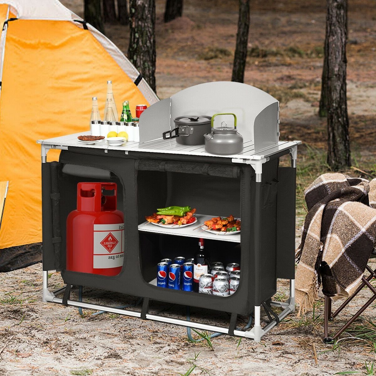 Large Portable Outdoor Camping Kitchen Cook Table Station - Westfield Retailers