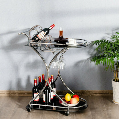 Modern Kitchen Bar Wine Serving Trolley Cart On Wheels - Westfield Retailers