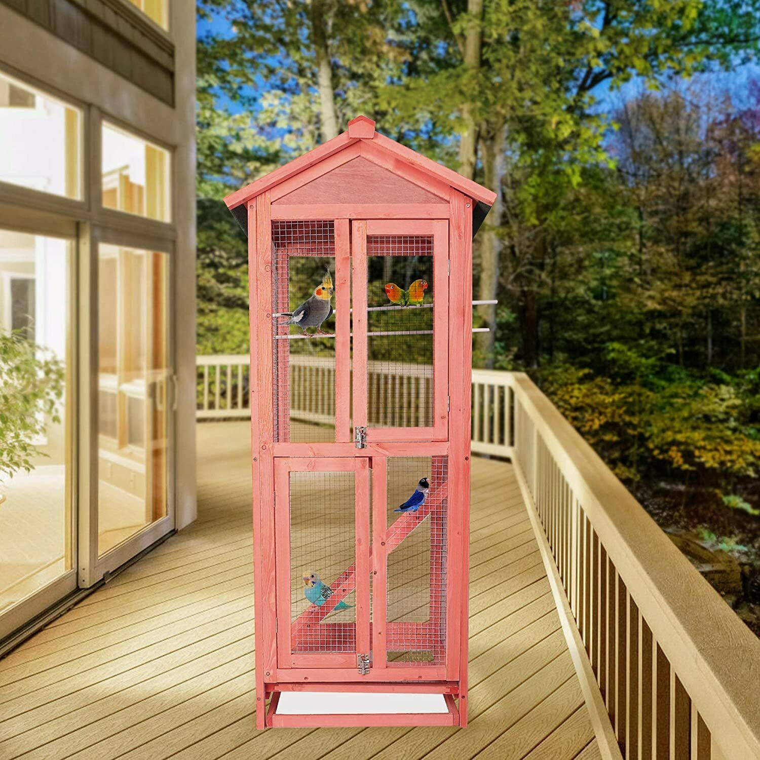 Heavy Duty Big Wooden Oudoor Parakeet Parrot Bird Cage - Westfield Retailers