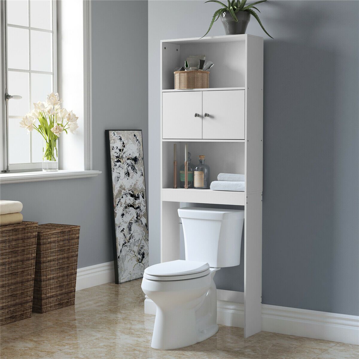 Spacious Over The Toilet Bathroom Space Saver Storage Cabinet - Westfield Retailers