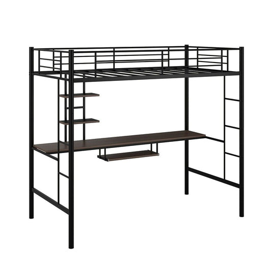 Large Twin Adult Metal Loft Bed Frame With Storage And Desk - Westfield Retailers