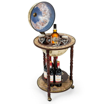 Premium Freestanding Vintage Globe Wine Bar Stand Cart - Westfield Retailers