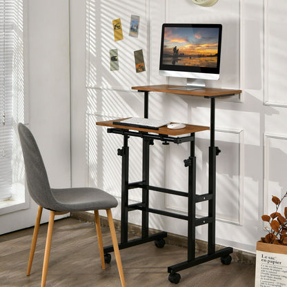 Portable Height Adjustable Wooden Standing Rolling Computer Desk - Westfield Retailers