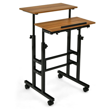 Portable Height Adjustable Wooden Standing Rolling Computer Desk - Westfield Retailers