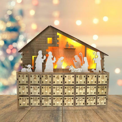 Traditional Wooden Reusable Christmas Nativity Advent Calendar - Westfield Retailers