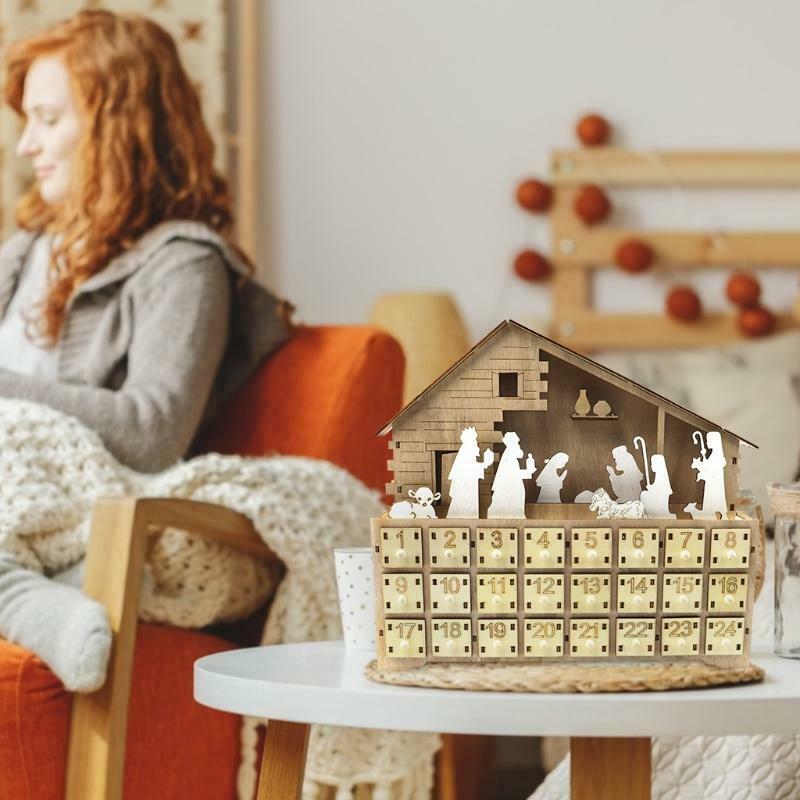 Traditional Wooden Reusable Christmas Nativity Advent Calendar - Westfield Retailers