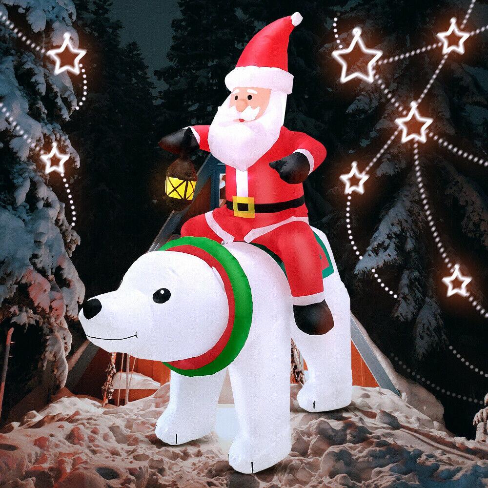 Giant Inflatable Outdoor Christmas Blow Up Santa With Polar Bear 7 Ft - Westfield Retailers