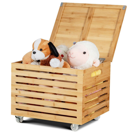 Portable Rolling Large Wooden Toy Storage Chest Box - Westfield Retailers