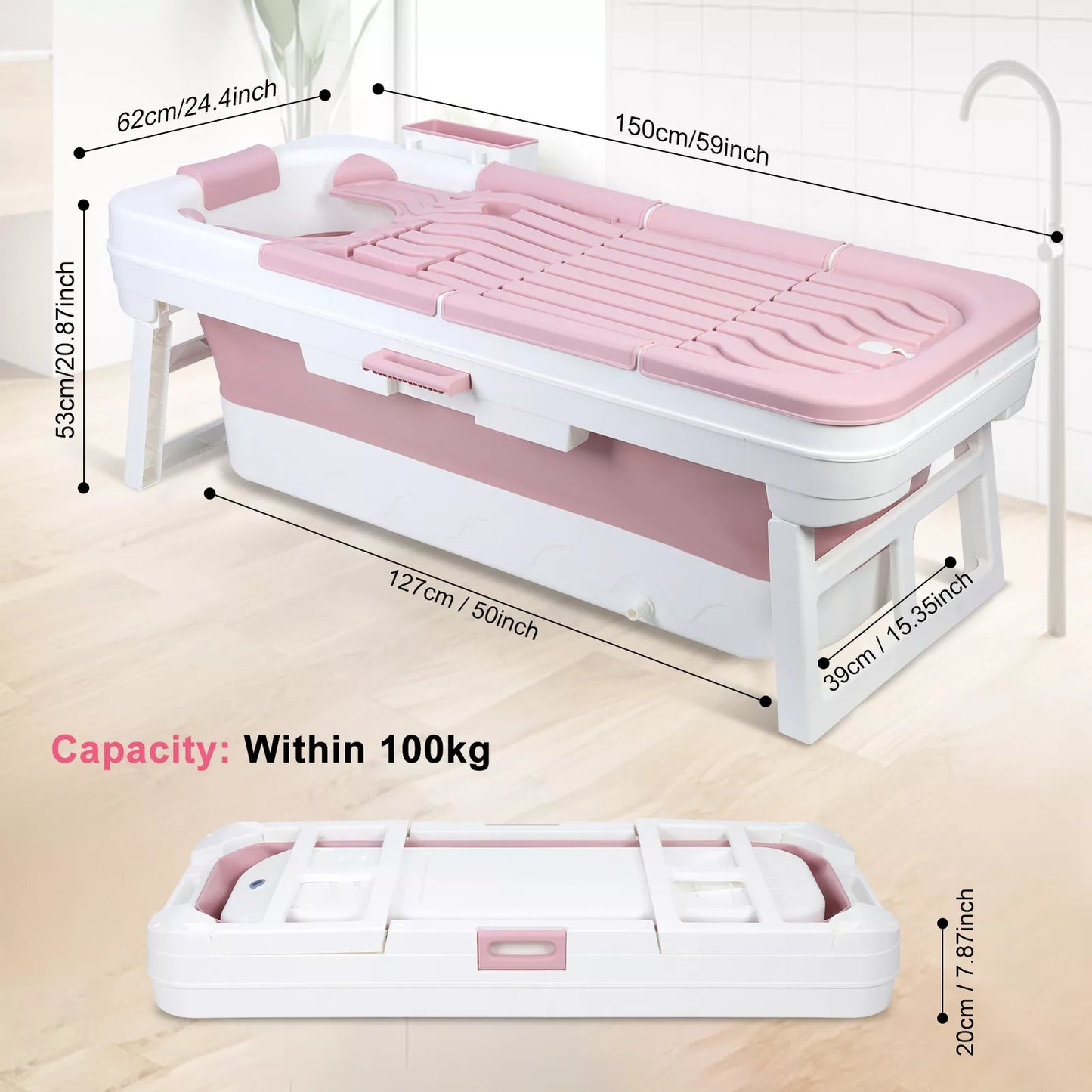 Portable Adult Foldable Bathtub Collapsible Stand Alone Spa