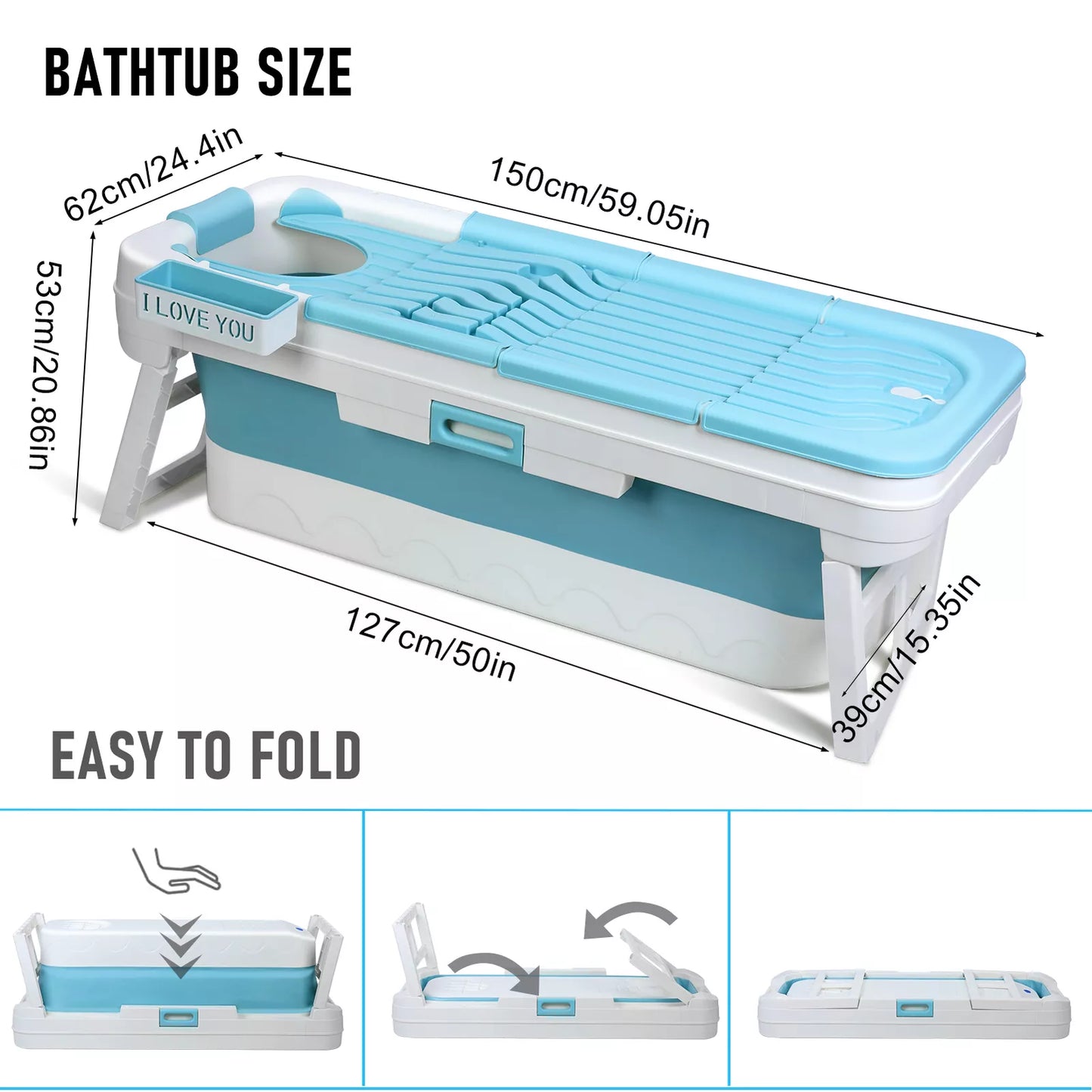 Portable Adult Foldable Bathtub Collapsible Stand Alone Spa