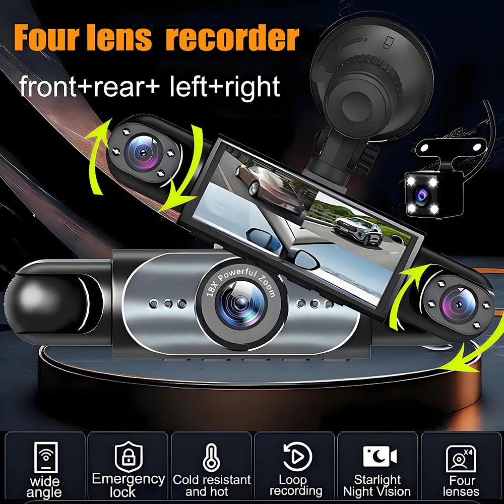 HD Night Vision Dash Cam  With Adjustable Lens
