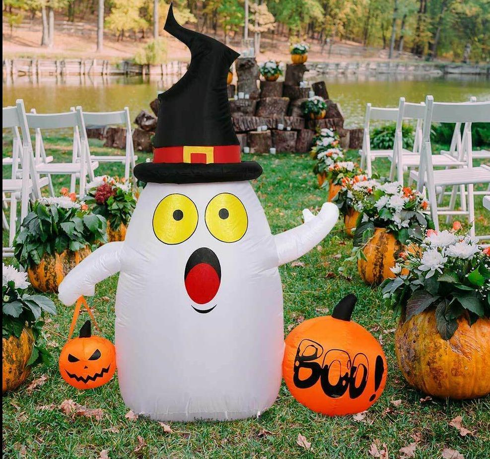 Halloween Outdoor Inflatable Blow Up Ghost With LED Lights 5 Ft - Westfield Retailers