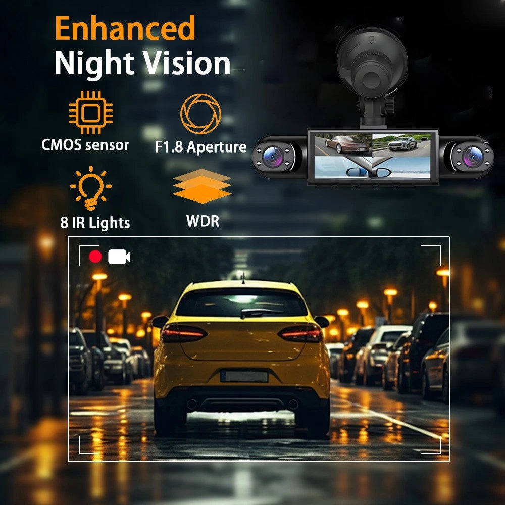 HD Night Vision Dash Cam  With Adjustable Lens