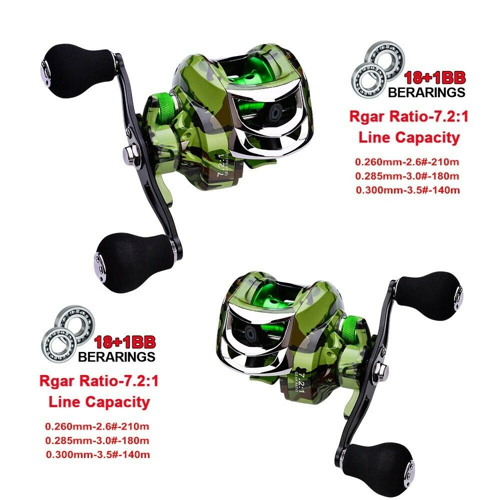 WFR Fishing Reel 7.2:1, 18+1 BB BaitCast Fishing Tackle Reel - Left / Right Handle - Westfield Retailers