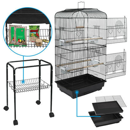 Rolling Bird Cage - Large Love Bird Cage with Stand 59'' - Westfield Retailers