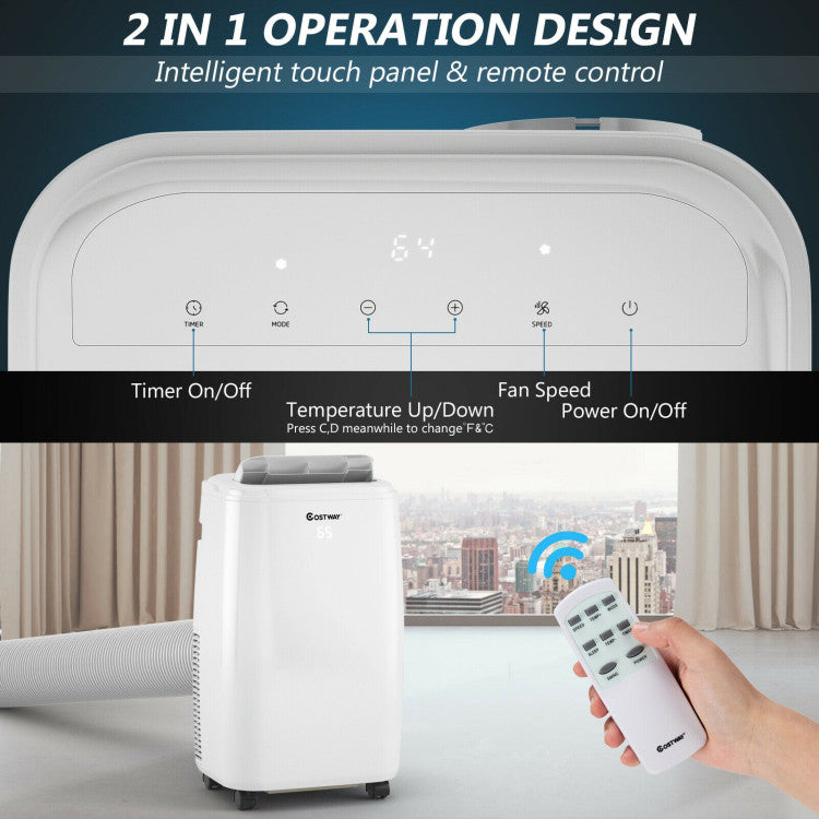 10000 BTU(Ashrae) Portable Air Conditioner with with 3 Modes and Remote Control