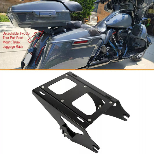 Two Up Tour Pack Mount Rack Bracket For Harley Touring Road King Glide