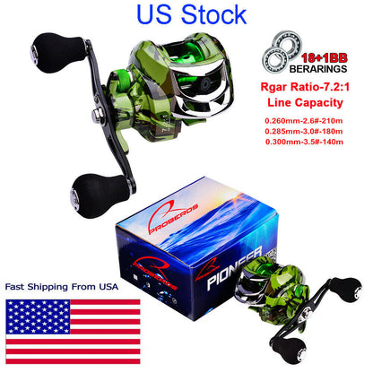 WFR Fishing Reel 7.2:1, 18+1 BB BaitCast Fishing Tackle Reel - Left / Right Handle - Westfield Retailers