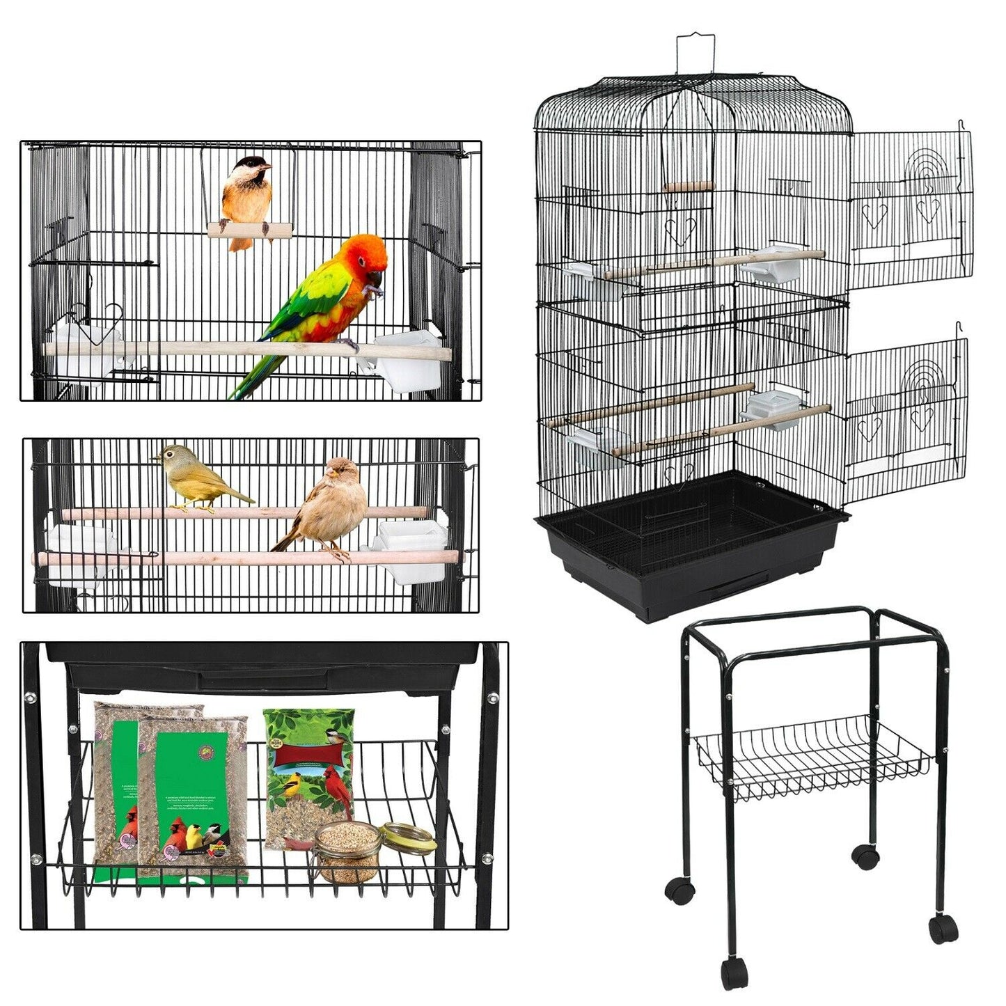 Rolling Bird Cage - Large Love Bird Cage with Stand 59'' - Westfield Retailers