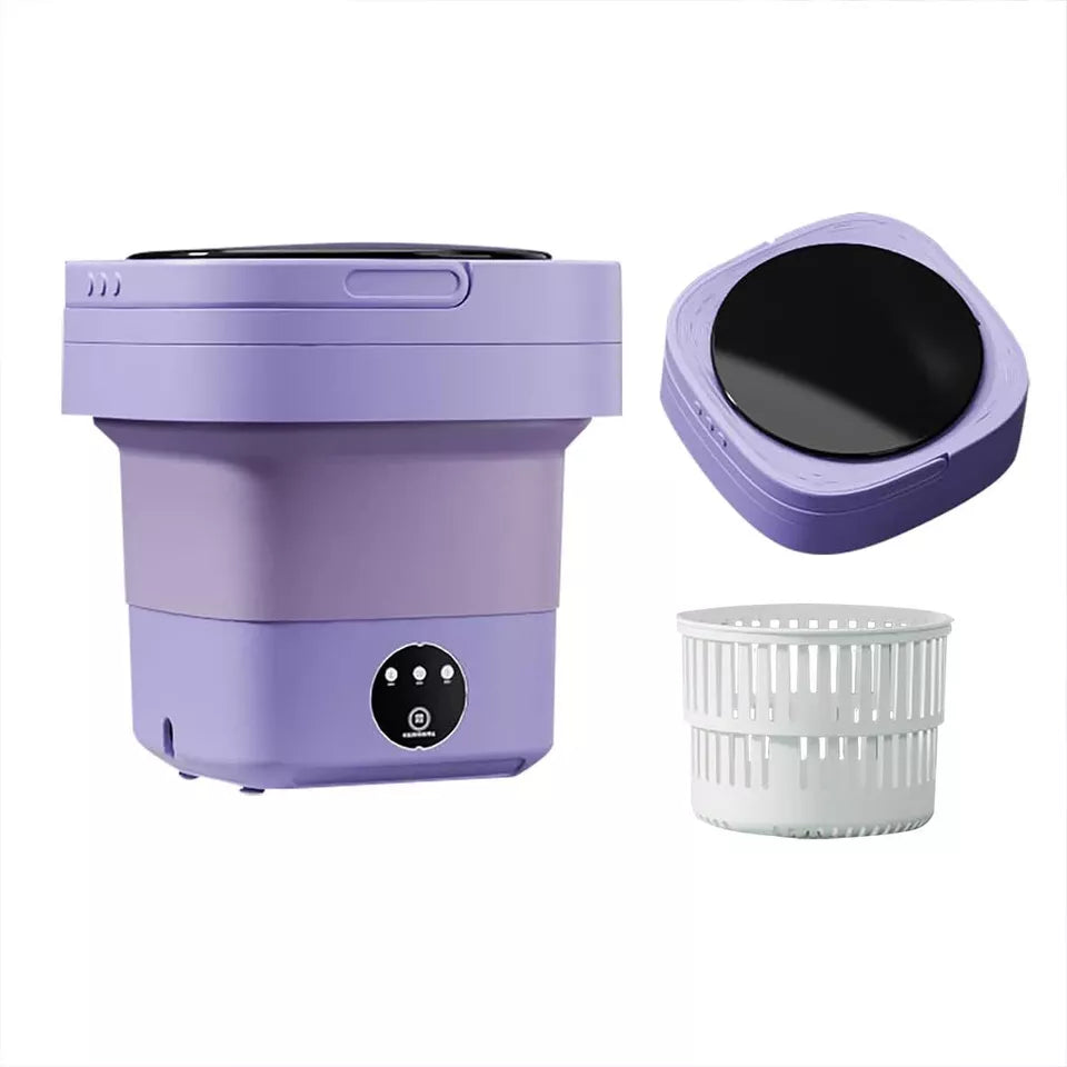 8L Portable Small Foldable Mini Washing Machine with Spin Dryer For Socks, Underwear, Panties