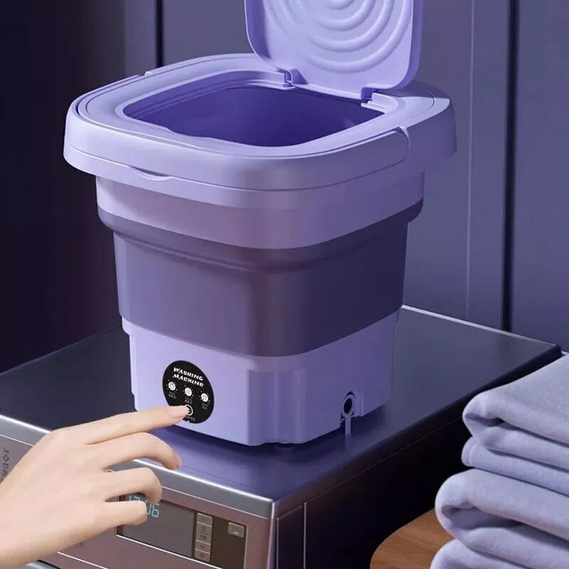 8L Portable Small Foldable Mini Washing Machine with Spin Dryer For Socks, Underwear, Panties