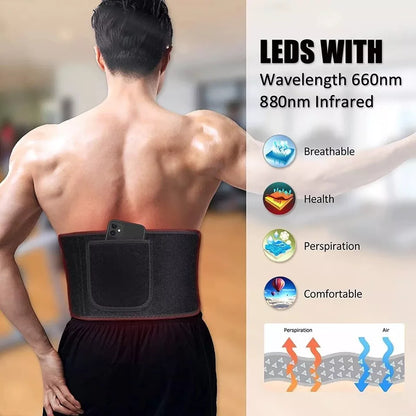 660nm Red &850nm Near Infrared Light Therapy Waist Wrap Pad Belt For Pain Relief