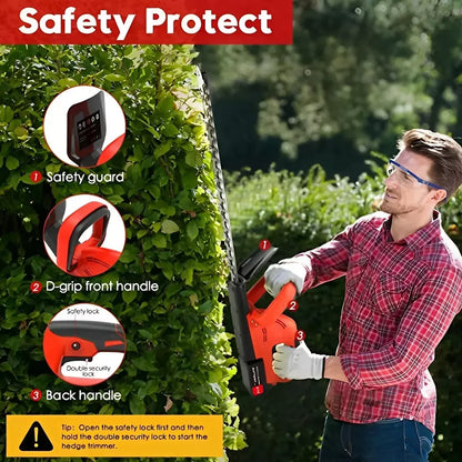 Grazer Cordless Electric Hedge Bush Trimmer with 21V Battery - 22"