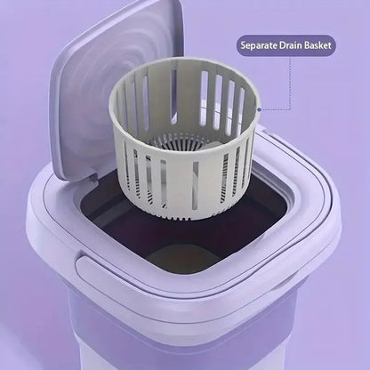 8L Portable Small Foldable Mini Washing Machine with Spin Dryer For Socks, Underwear, Panties