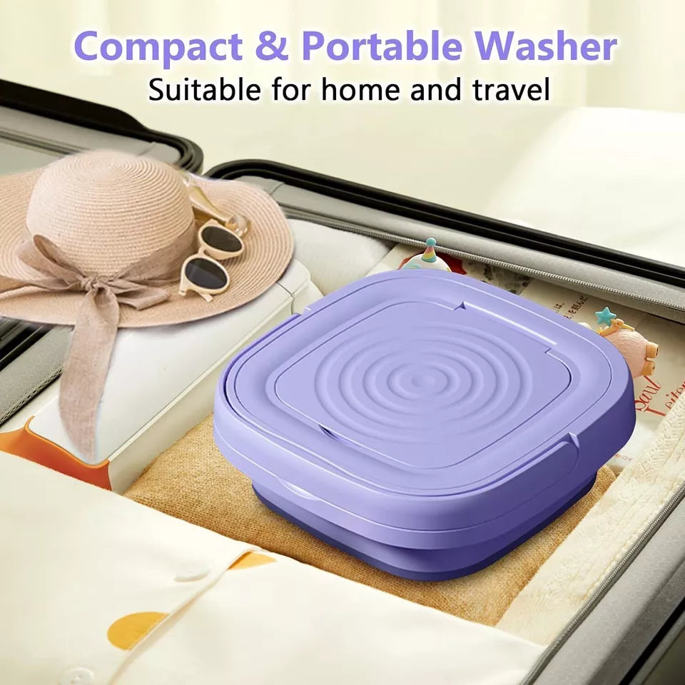 8L Portable Small Foldable Mini Washing Machine with Spin Dryer For Socks, Underwear, Panties