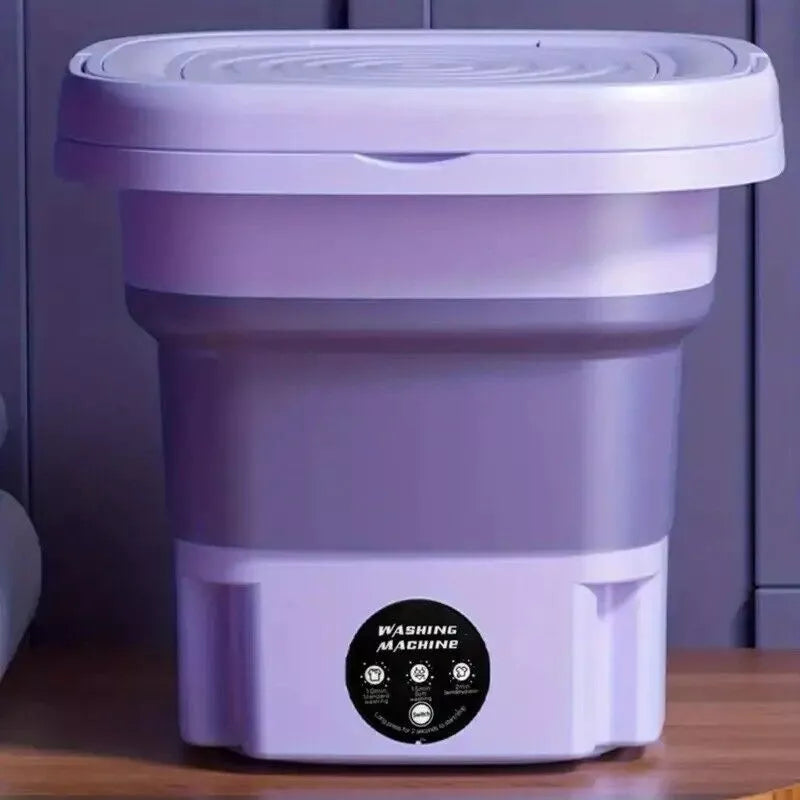 8L Portable Small Foldable Mini Washing Machine with Spin Dryer For Socks, Underwear, Panties