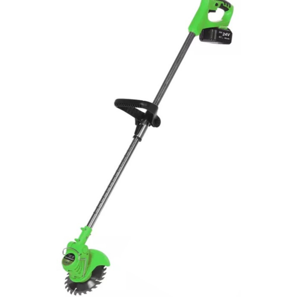 Grazer™ : Best Powerful Electric Battery Operated Cordless Metal Blade Weed Eater / Grass Trimmer - D-shape / Green(6 inch blade) / 1 battery -Home & Garden > Lawn & Garden > Outdoor Power Equipment > Weed Trimmers - Westfield Retailers