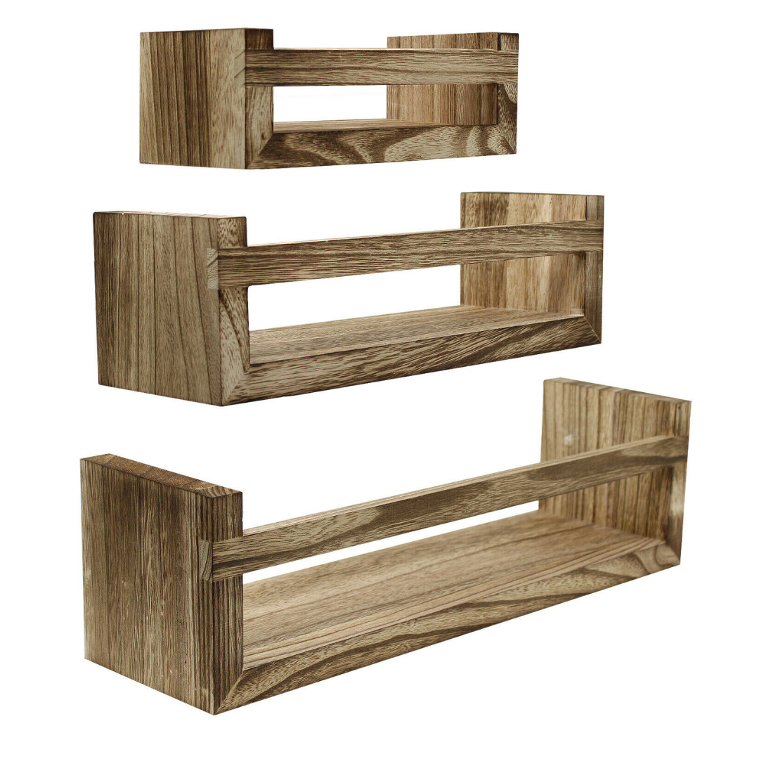 Premium Wall Mounted Floating Wooden Rustic Kitchen Shelves - Westfield Retailers