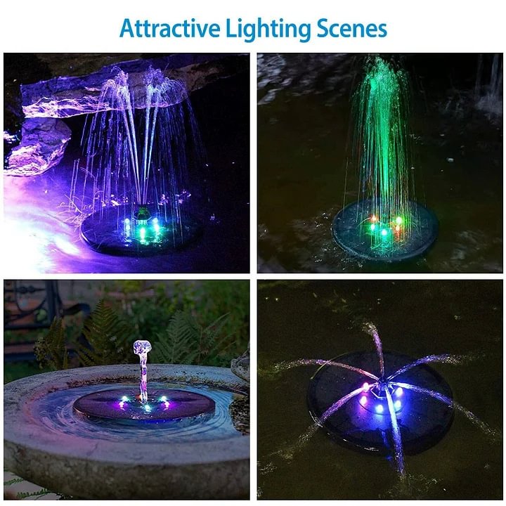 Outdoor Solar Powered Water Fountain With Led Lights