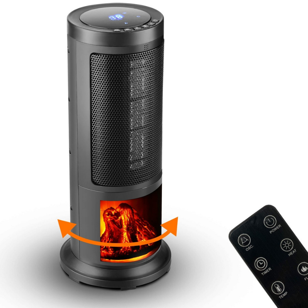 Powerful Compact Electric Infrared Tower Patio Heater With Thermostat - Westfield Retailers