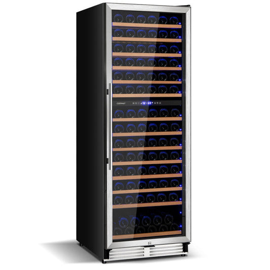 154-Bottle Freestanding Wine Cooler Refrigerator 23.5 Inch Dual Zone Beverage Cellar with Temperature Memory Function