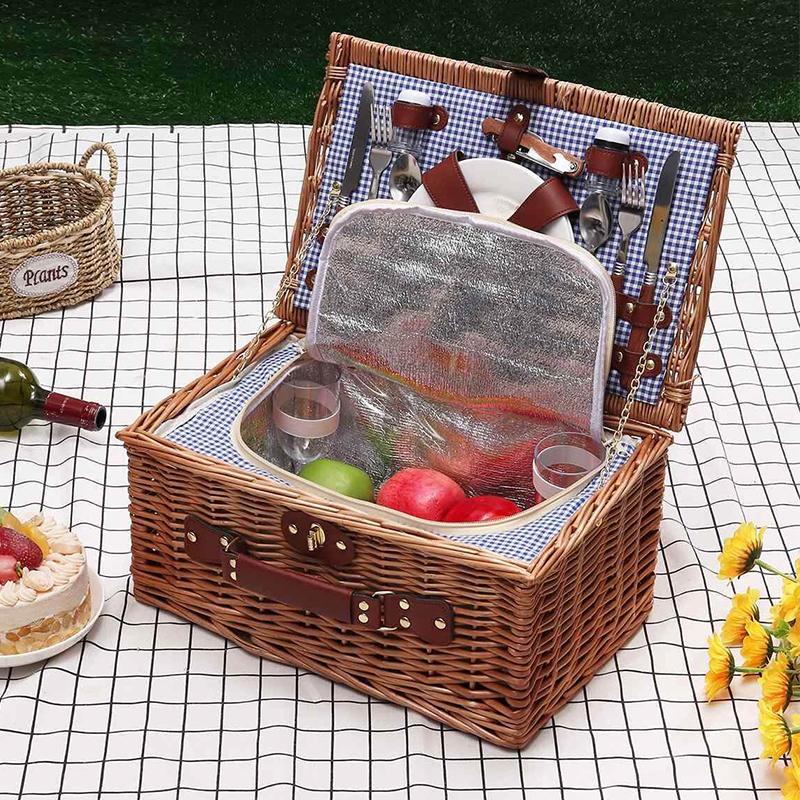 Portable Insulated Wicker Picnic Basket Set - Westfield Retailers