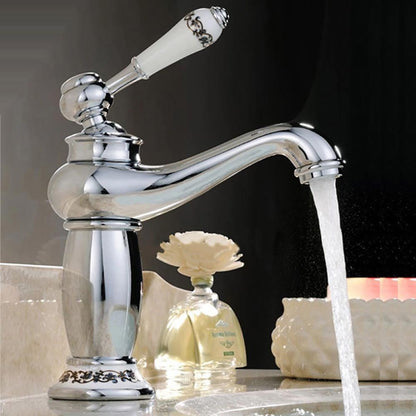 Lustrous Silver Plated Sink Faucet With Ceramic Handle - Westfield Retailers