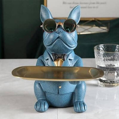 French Bulldog Sculpture Storage with Plate Glasses - Westfield Retailers