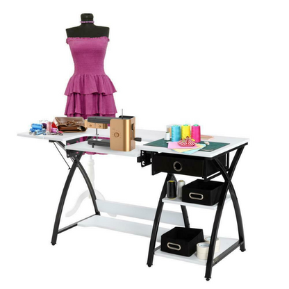 Large Portable Folding Sewing Machine Craft Table With Storage - Westfield Retailers