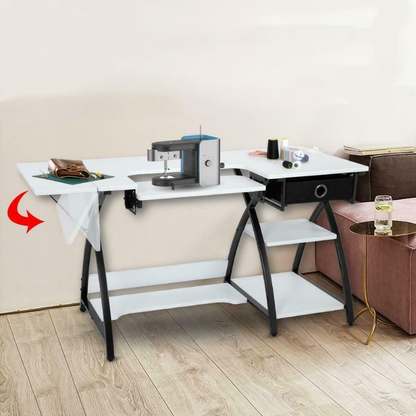 Large Portable Folding Sewing Machine Craft Table With Storage - Westfield Retailers
