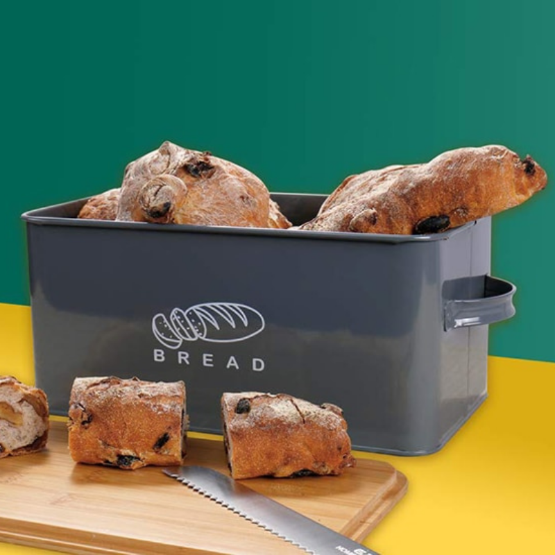 Premium Large Black Metal Bread Holder Storage Box - Westfield Retailers
