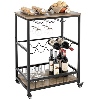 Modern Rolling Black Home Serving Wine Bar Cart - Westfield Retailers