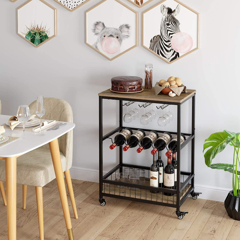 Modern Rolling Black Home Serving Wine Bar Cart - Westfield Retailers