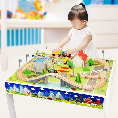 Kids Large Complete Wooden Train Set Table - Westfield Retailers